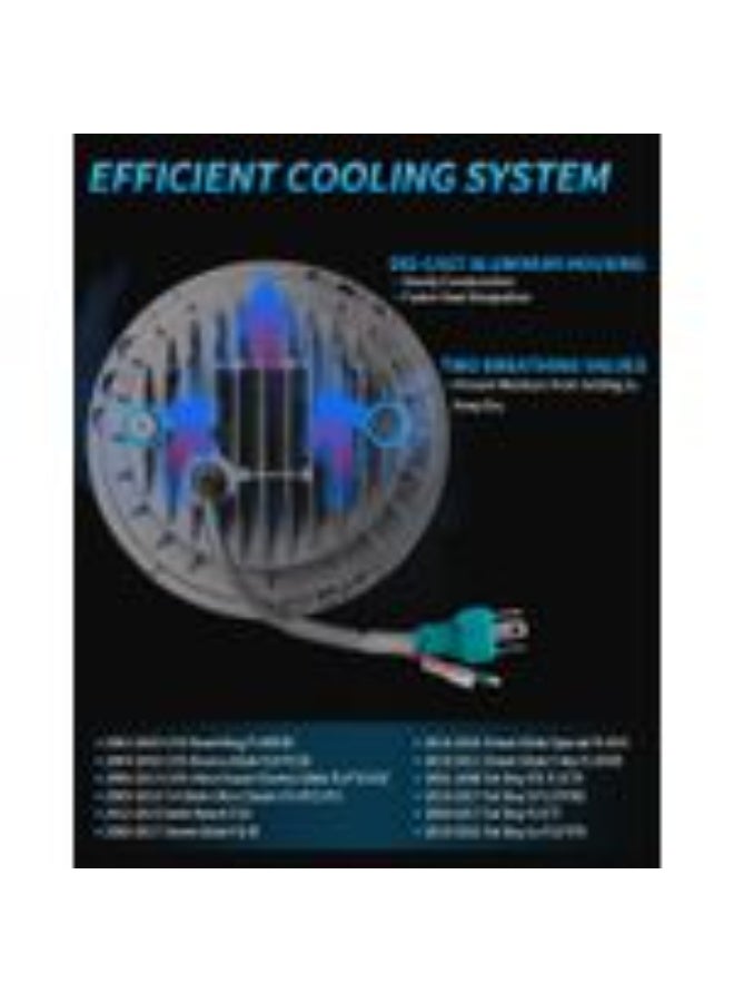 مصباح أمامي LED هالو مقاس 7 بوصات مع هالة بيضاء، متوافق مع دراجات إلكترا جلايد، ستريت جلايد، فات بوي، رود كينج، هيريتدج، سوفتيل، مصباح أمامي ثنائي اللون، أسود - Image 4